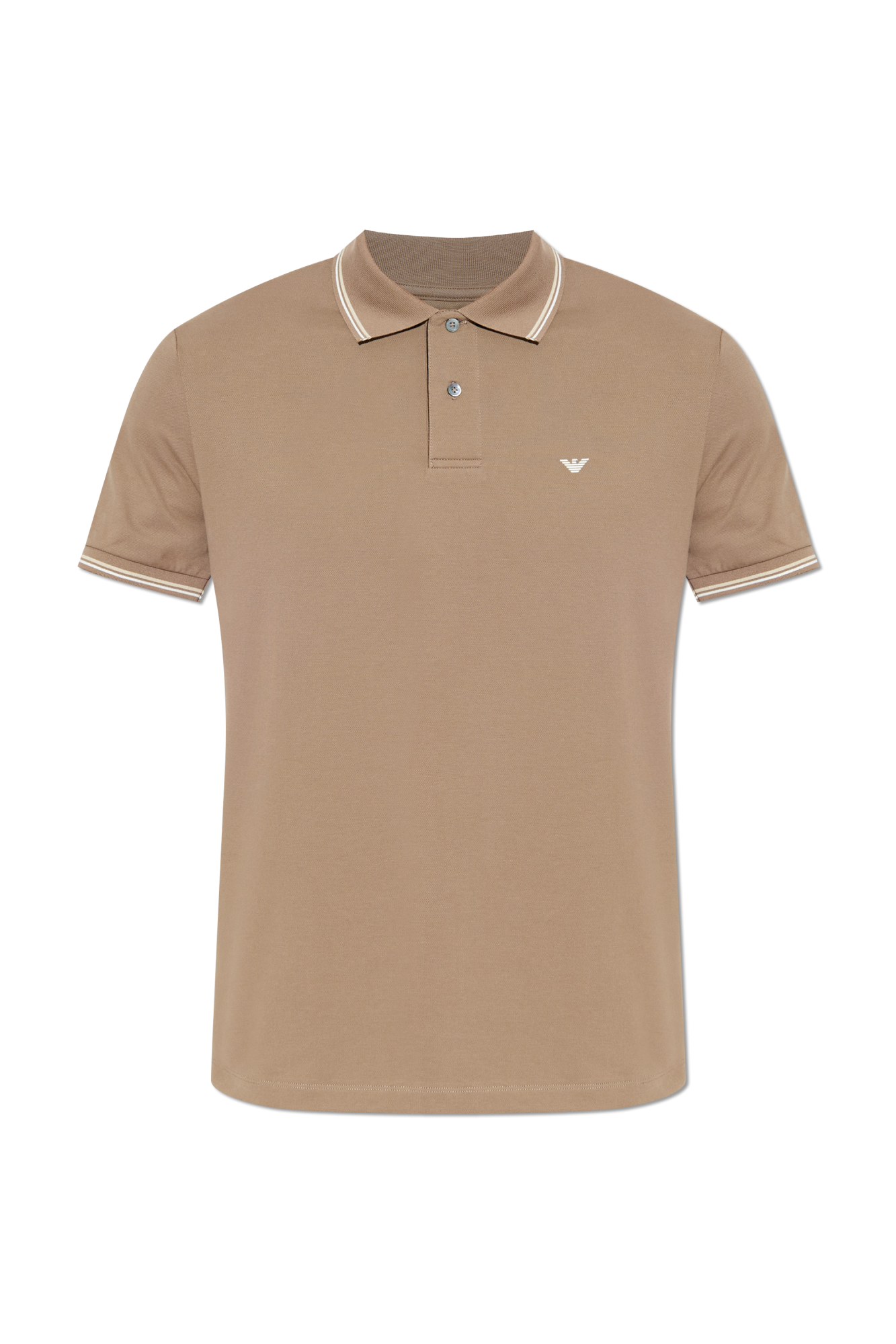 Tシャツ・カットソー ^ ^ Men's Beige Logo Open Collar Polo Short Sleev Zegna Short Sleeve Pocket Polo Beige at CareOfCarl.com